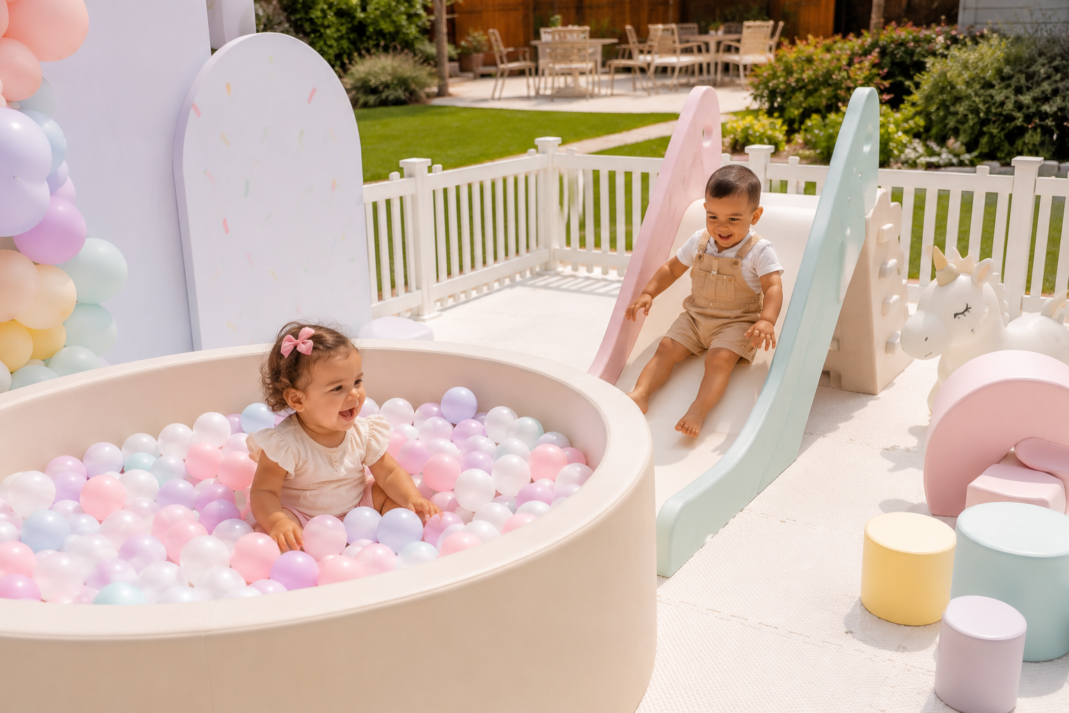 Kids playing in soft play setup
